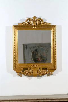 Swedish Gustavian Period Giltwood Mirror circa 1780 with Ribbon Carved Crest - 3415599