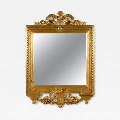 Swedish Gustavian Period Giltwood Mirror circa 1780 with Ribbon Carved Crest - 3431330