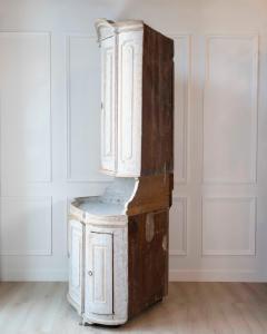 Swedish Gustavian Period Two Part Corner Cabinet with Original Paint Late 18th - 4577491