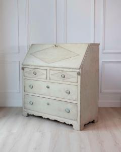 Swedish Gustavian Slant Front Secretary in Original Cream Paint 19th Century - 4577657