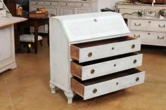 Swedish Gustavian Style 1820s Grey Blue Painted Slant Front Desk Secretary - 3555903