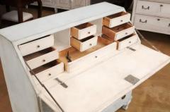 Swedish Gustavian Style 1820s Grey Blue Painted Slant Front Desk Secretary - 3555999