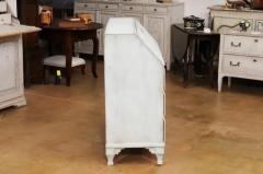 Swedish Gustavian Style 1820s Grey Blue Painted Slant Front Desk Secretary - 3556010
