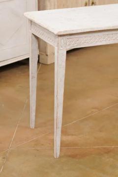 Swedish Gustavian Style 1850s Painted Console Table with Carved Guilloche Frieze - 3509176