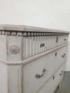 Swedish Gustavian Style 1860s Gray Painted Three Drawer Chest with Carved Drawer - 3596000