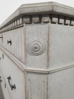 Swedish Gustavian Style 1860s Gray Painted Three Drawer Chest with Carved Drawer - 3596052