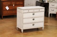 Swedish Gustavian Style 1860s Painted Chest with Five Drawers and Fluted Motifs - 3555810