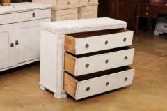 Swedish Gustavian Style 1860s Painted Three Drawer Chest with Greek Key Frieze - 3509402