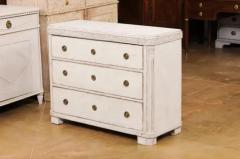 Swedish Gustavian Style 1860s Painted Three Drawer Chest with Greek Key Frieze - 3509478