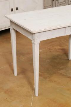 Swedish Gustavian Style 1880s Painted Wood Table with Carved Rosettes and Beads - 3491431