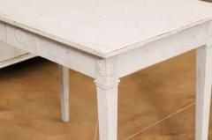 Swedish Gustavian Style 1880s Painted Wood Table with Carved Rosettes and Beads - 3491539