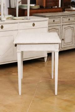 Swedish Gustavian Style 1880s Painted Wood Table with Carved Rosettes and Beads - 3491555