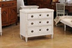 Swedish Gustavian Style 1880s Three Drawer Painted Chest with Carved D cor - 3538313