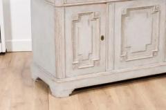 Swedish Gustavian Style 1890s Painted Sideboard with Carved Geometric Motifs - 3564445