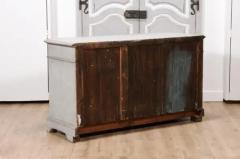 Swedish Gustavian Style 1890s Painted Sideboard with Carved Geometric Motifs - 3564496