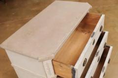 Swedish Gustavian Style 1890s Painted Three Drawer Chest with Carved Foliage - 3509188