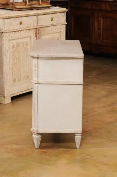 Swedish Gustavian Style 1890s Painted Three Drawer Chest with Carved Foliage - 3509263
