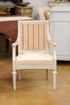 Swedish Gustavian Style 1900 Painted Wood Armchairs with Carved Aprons - 3538474