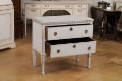 Swedish Gustavian Style 19th Century Light Gray Painted Two Drawer Chest - 3588025