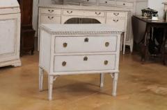 Swedish Gustavian Style 19th Century Light Gray Painted Two Drawer Chest - 3588034