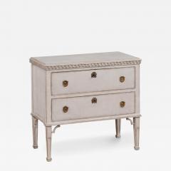 Swedish Gustavian Style 19th Century Light Gray Painted Two Drawer Chest - 3592814