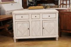 Swedish Gustavian Style 19th Century Painted Sideboard with Carved Motifs - 3547547