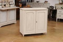 Swedish Gustavian Style 19th Century Painted Sideboard with Carved Reeded Doors - 3555826