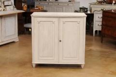 Swedish Gustavian Style 19th Century Painted Sideboard with Carved Reeded Doors - 3555979