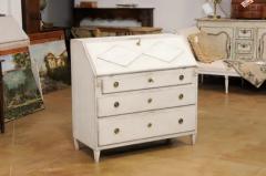 Swedish Gustavian Style 19th Century Painted Slant Front Desk with Three Drawers - 3544765