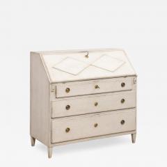Swedish Gustavian Style 19th Century Painted Slant Front Desk with Three Drawers - 3546818