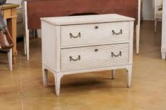 Swedish Gustavian Style 19th Century Painted Wood Chest with Reeded Accents - 3538397