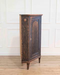 Swedish Gustavian Style Black Corner Cabinet with Celadon Interior Circa 1840 - 4437769