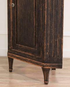 Swedish Gustavian Style Black Corner Cabinet with Celadon Interior Circa 1840 - 4437771