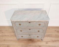 Swedish Gustavian Style Blue Chest of Drawers with Faux Marble Top 1890 1899 - 4437869
