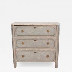 Swedish Gustavian Style Blue Chest of Drawers with Faux Marble Top 1890 1899 - 4440923
