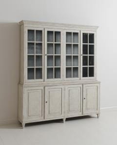 Swedish Gustavian Style Four Door Glass Vitrine Bookcase Cabinet - 1684721