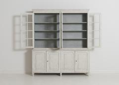 Swedish Gustavian Style Four Door Glass Vitrine Bookcase Cabinet - 1684729