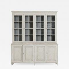 Swedish Gustavian Style Four Door Glass Vitrine Bookcase Cabinet - 1685538