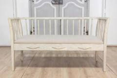 Swedish Gustavian Style Gray Painted Sofa Bench with Raised Diamond Motifs - 3780491