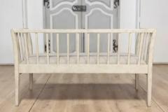 Swedish Gustavian Style Gray Painted Sofa Bench with Raised Diamond Motifs - 3780511