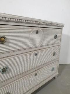 Swedish Gustavian Style Gray Painted Three Drawer Chest with Carved Panels - 3599308