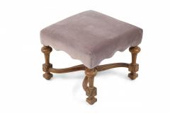 Swedish Gustavian Style Oak and Mauve Upholstered Footstool - 4172906