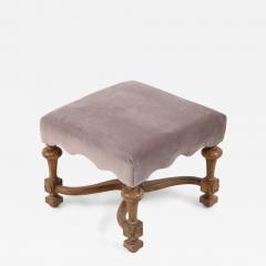 Swedish Gustavian Style Oak and Mauve Upholstered Footstool - 4227223