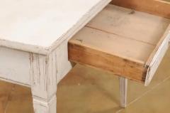 Swedish Gustavian Style Painted Side Table with Reeded Drawer and Tapered Legs - 3509251