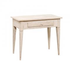 Swedish Gustavian Style Painted Side Table with Reeded Drawer and Tapered Legs - 3509257