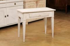 Swedish Gustavian Style Painted Side Table with Reeded Drawer and Tapered Legs - 3509258