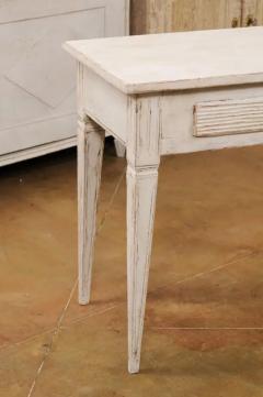 Swedish Gustavian Style Painted Side Table with Reeded Drawer and Tapered Legs - 3509262