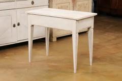 Swedish Gustavian Style Painted Side Table with Reeded Drawer and Tapered Legs - 3509365
