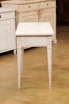 Swedish Gustavian Style Painted Side Table with Reeded Drawer and Tapered Legs - 3509372