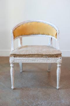 Swedish Gustavian Style Painted Tub Chair with Carved Campanula Friezes - 4621112